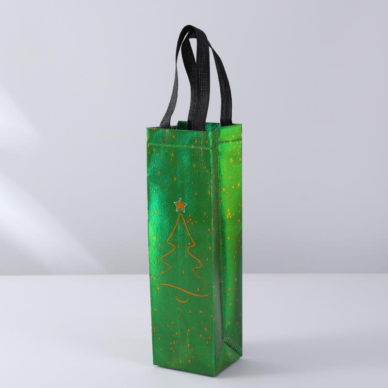 

1Pc Red Wine Bottle Gift Champagne Pouch Merry Christmas Wine Bags Glittering Non Woven Insulated Wine Bags For Christmas Party Other