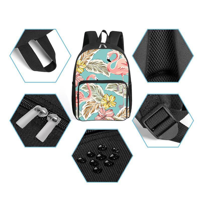 Ladybug Flower Mushroom Print Three Piece Set Knapsacks for Male/Girls Best Gift 2D Comic Stylish School Tote for Youth