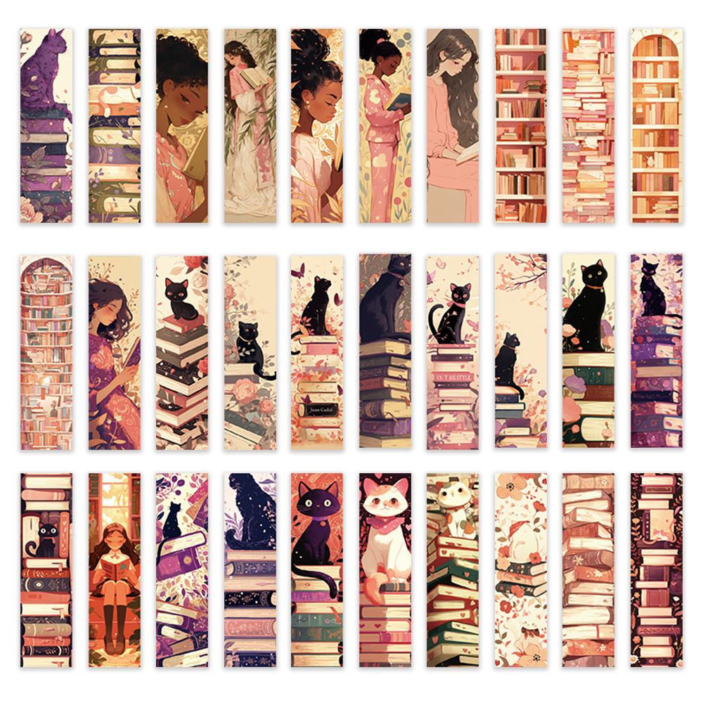 

32 шт., ретро закладки с девушкой и котом, идеально подходят для учителей, читателей и книголюбов, идеальный подарок на день рождения