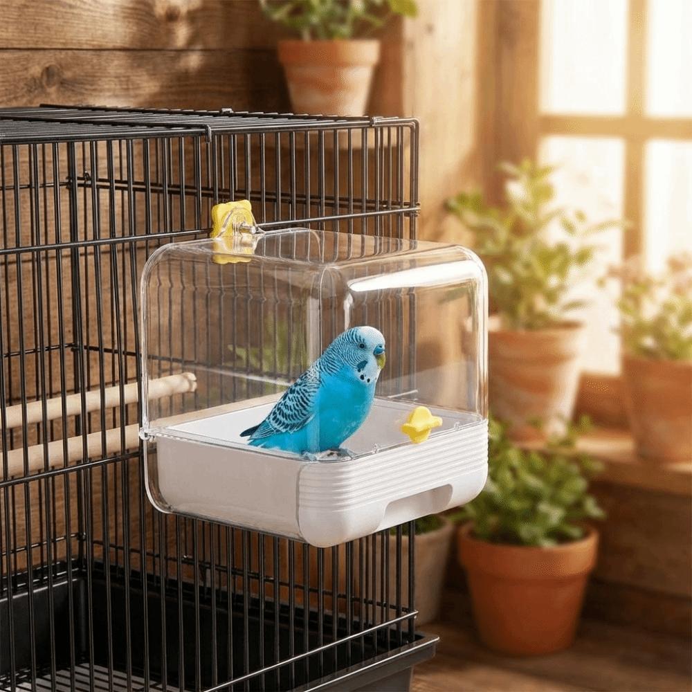 Space Saving Parakeet Bathtub Transparent Bird Cage Feeder Bird Cage Accessories