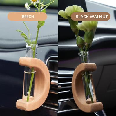 Solid Wood Car Flower Vase,Creative Center Console Air Outlet Flower Arrangement Device,DIY Flower Holder Car Accessories