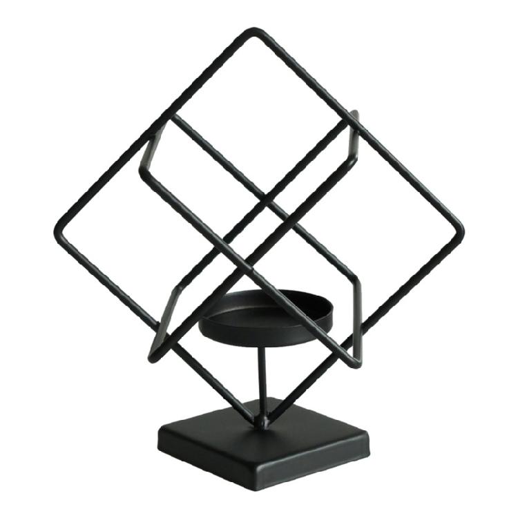 Nordic Iron Candle Holder Hollowed Geometric Square Globe Metal Tealight Candlestick for Table Centerpieces Decors