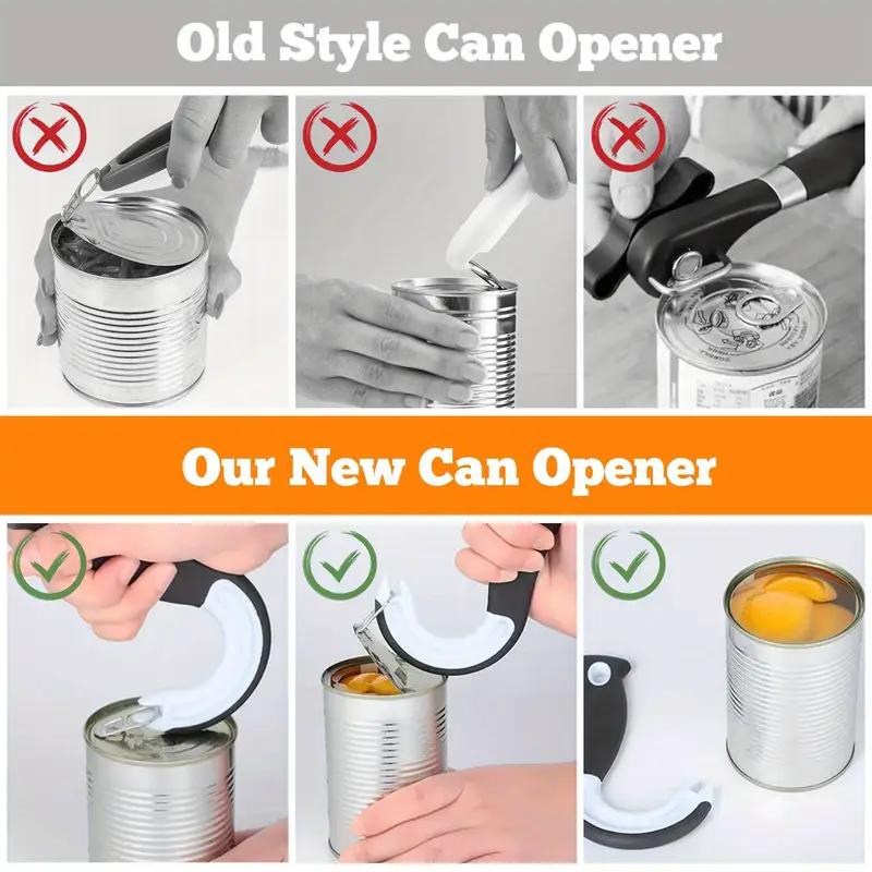 Portable J-Shaped Easy Grip Tin Openers Kitchen Non-Slip Jar Opener Lid Opening Tools Ring Pull Can Opener Multifunctional