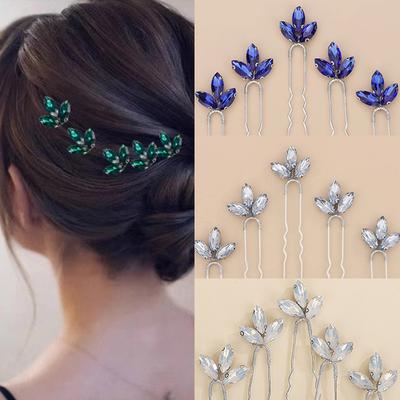 5 Pcs Rhinestones Little Simple Bride Wedding Hair Pins Purple Bridal Hair Piece Wedding Hair Accessories for Women and Girls