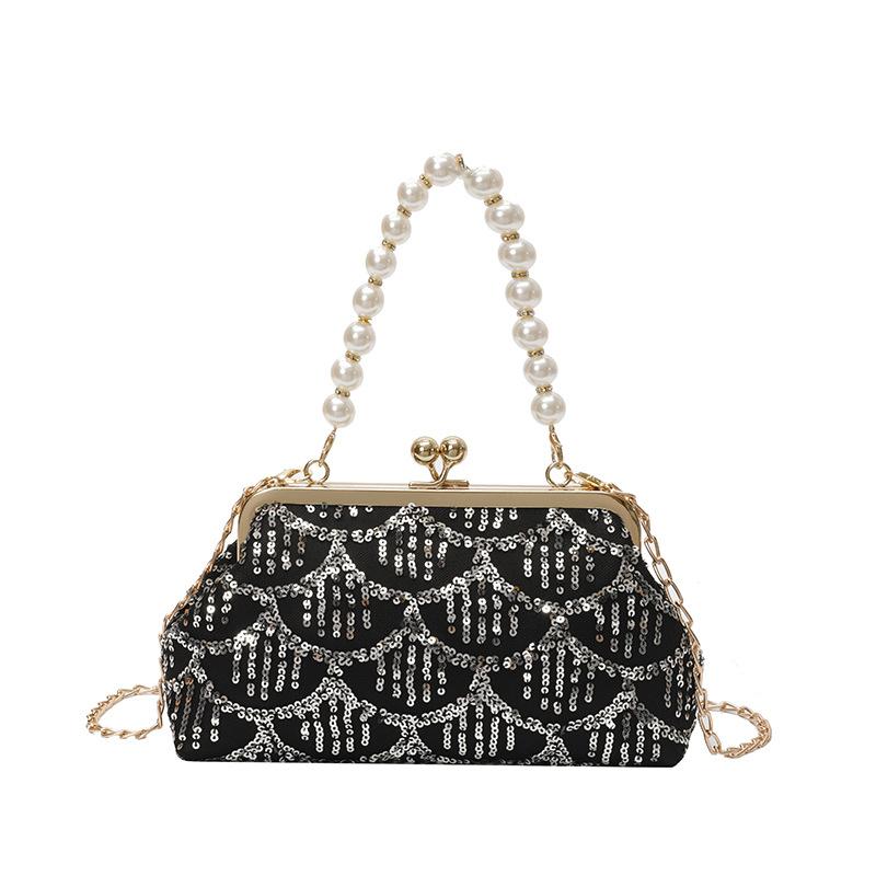 

Sequins Shoulder Bags for Women 2025 Designer New Evening Party Bling Bling Chain Crossbody Bag Handbags and Purses чёрный