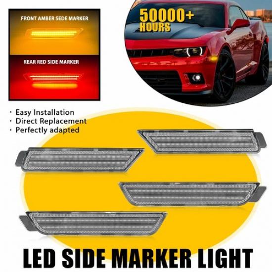

4x світлодіодні бічні габаритні вогні LED передні задні для 2010-2015 Chevy Camaro SS LT ZL1 LS