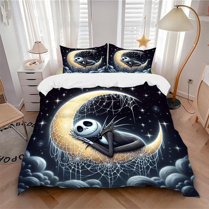 3pcs Moon Jack Printed Quilt Set Soft and Comfortable Quilt Cover for Bedroom, Guest Room Bedding Set B069