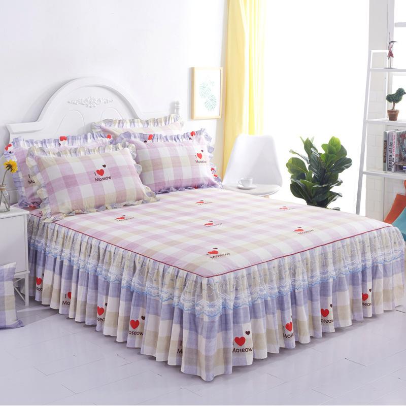 Fashion Lace Bedspread Soft Sanding Bed Skirt Queen Twin King Size Fitted Sheet Double Layer Ruffle