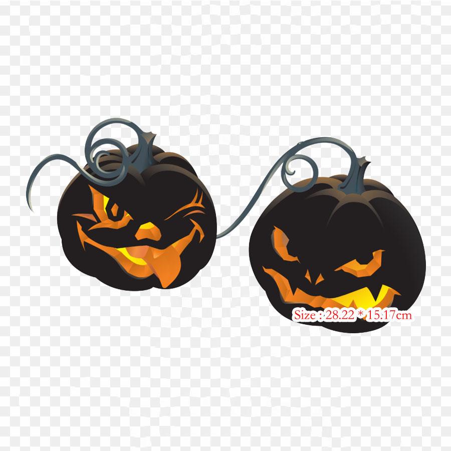 Halloween Jack O' Lantern Trick Or Treating Iron on Heat Transfer Printing Vinyl Patches Sticker for Clothes DIY Appliques Washable Patches