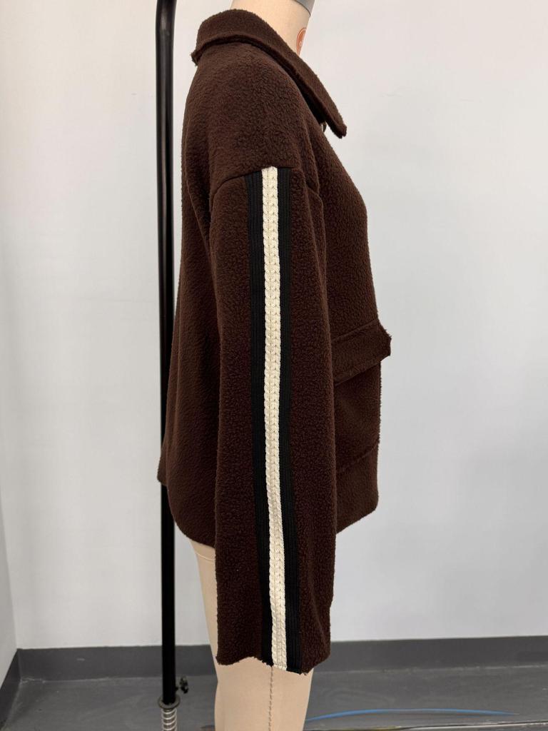 2025 European & American Autumn/Winter Women's Solid Color Lambswool Cardigan Coat