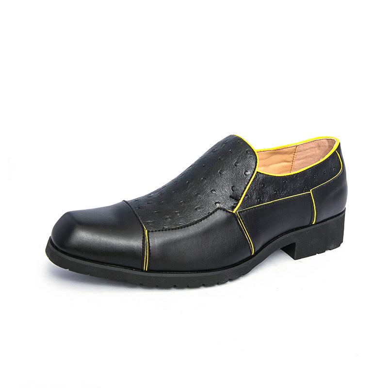 Men s Retro Leather Business  Casual Plus Size Wedding Shoes 45 чёрный