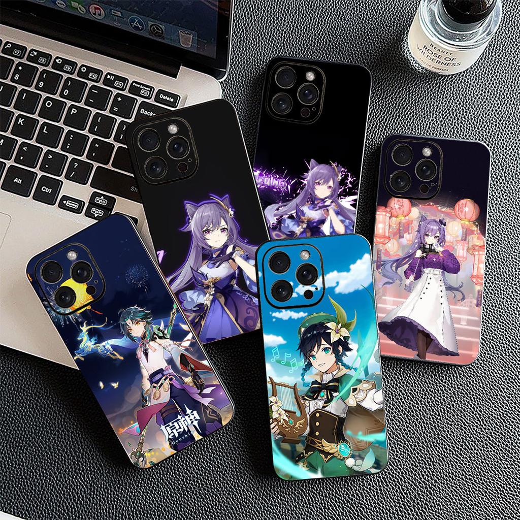 For Apple iPhone 16 14 15 Plus 11 Pro Max 16E ProMax + 16Plus 15+ 14+ Phone Cover Soft Case Genshin Venti Impact Xiao Keqing