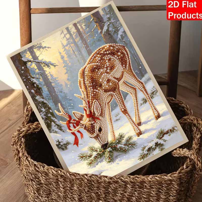 Christmas Pearl Painting Handmade Pearl Kit Forest Deer Winter Scenery Home Decoration Painting