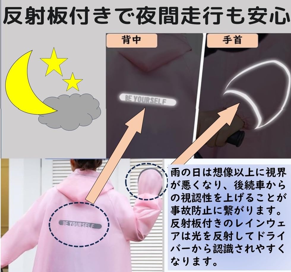 Bicycle Raincoat with Double Brim and Transparent Face Guard Keeps Your Face Comes with Storage Large Long Large Transparent Sun Guerrilla Heavy and