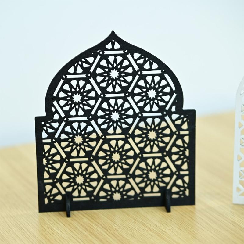 Eid Mubarak Wood Table Centerpiece Signs Eid Mubarak Freestanding Tabletop Ornament for Ramadans Mubarak Eid Decoration