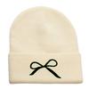Bow Embroidered Flower Knitted Hat Versatile Wool Hat Outdoor Riding Pullover Hat