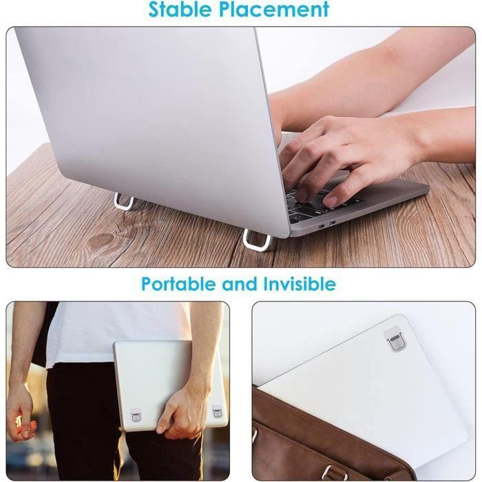 2x Mini Support d'Ordinateur Portable Tablette Téléphone, Support Autocollant pour Clavier Bureau Métal - Argenté