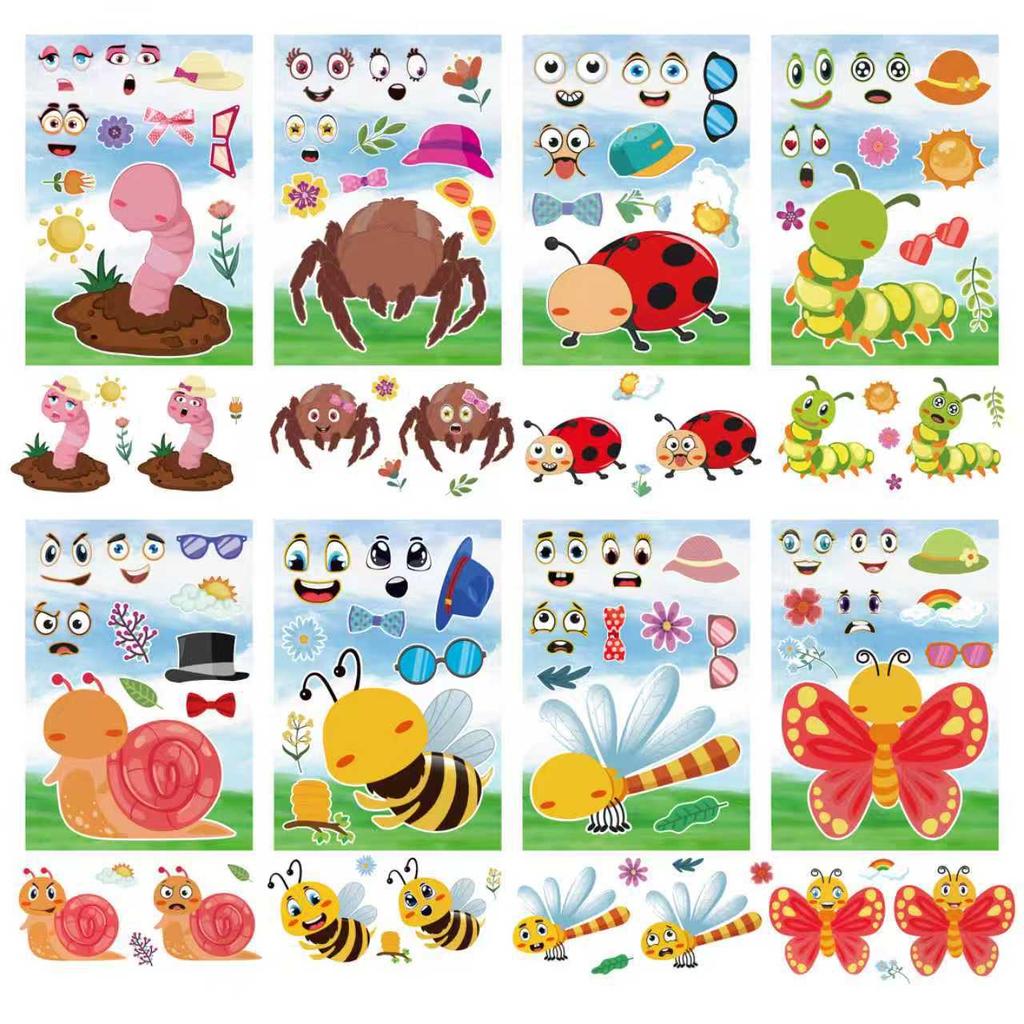 Frühling Insekt Cartoon Gesicht Wechsel Sticker Niedliche Biene Schmetterling DIY für Kinder Schreibwaren