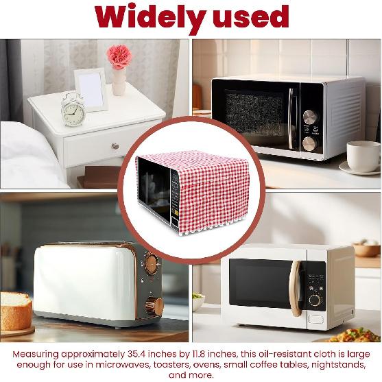 Microwave Dust Cover, Cute Dustproof Cotton Microwave Cover Kitchen Dust Appliance Covers Dustproof Cotton Linen Machine Protector Covers with Side