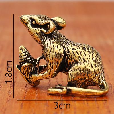 Retro Gold-Eating Mouse Keychain Pendant Brass Antique Ornament