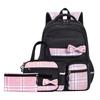 3pcs/set School Backpack for Girls Bookbag Elementary Middle School Bags Student Cute Plaid Backpack with Lunch Bag Pencil Bag