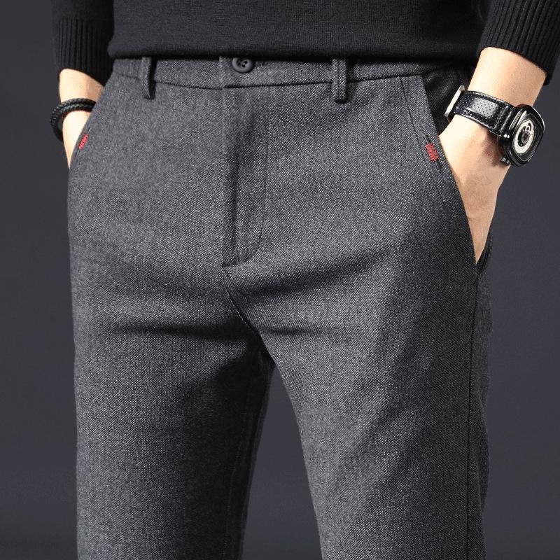 Pantalon décontracté de couleur unie pour hommes, pantalon d'affaires droit et ample, printemps et automne