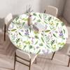 Round Table Cover Protector Elastic –Floral Print Fitted Tablecloth Waterproof,Elastic Edge Round Table Cloth for Dining Kitchen