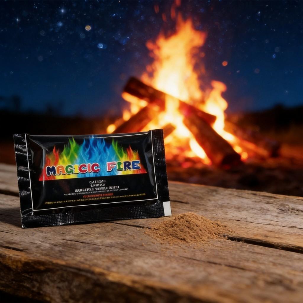 Polvere Colorata per Fiamme Magiche Con Metallo Rameo Per Festa del Fuoco Falò sulla Spiaggia Divertimento Per Adulti e Bambini