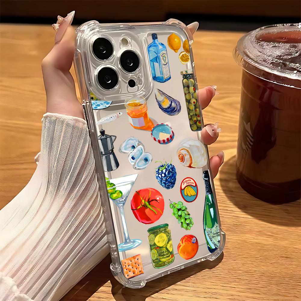 Seaside Scenery Wine Lemon Anti Fall Clear Phone Case For Xiaomi Redmi 14C 13C 12C K50 K40 Note 14 13 12 11 10 9S Pro Plus 4G 5G
