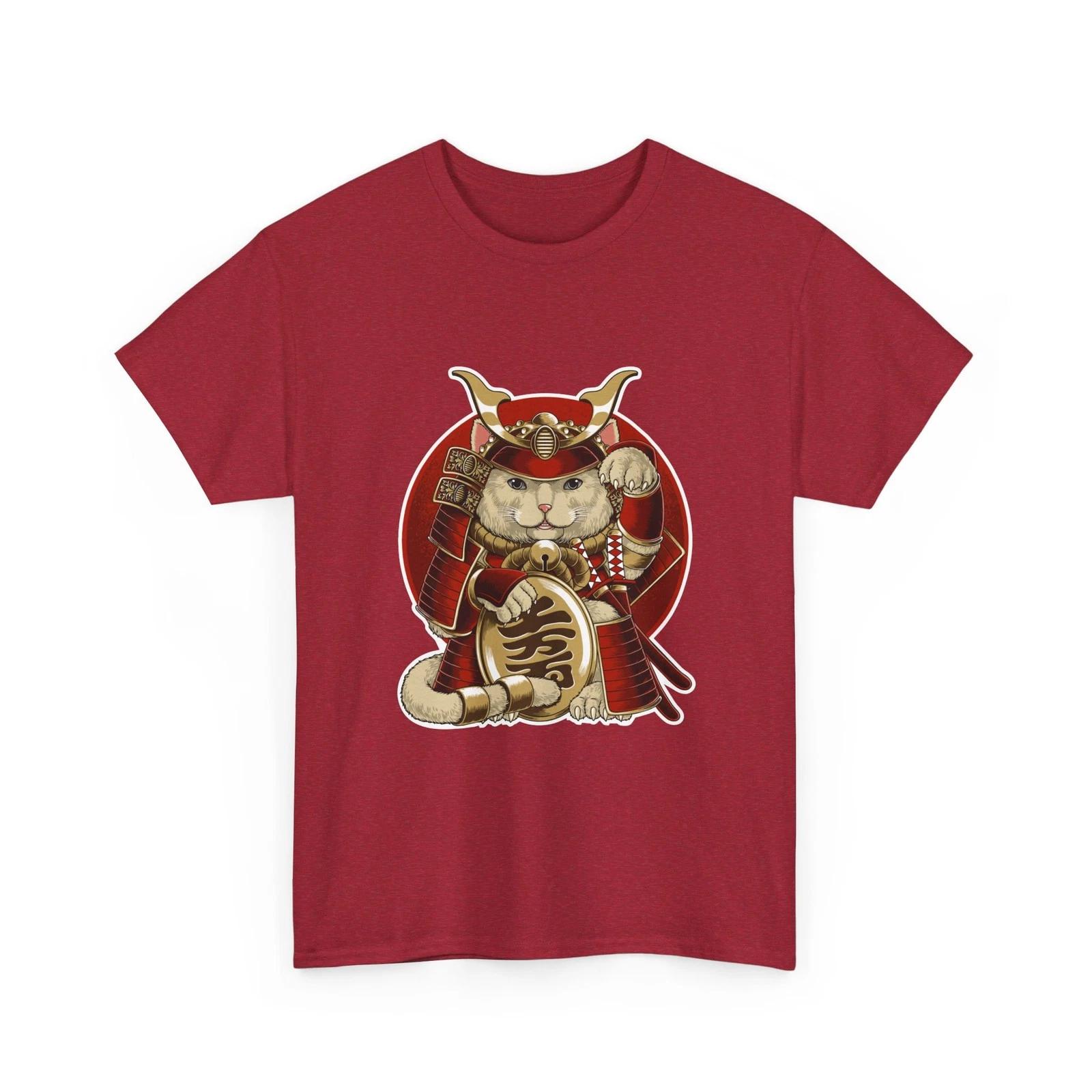 Samurai Lucky Cat Tee | Maneki Neko Armor, Japanese Warrior Design, Lucky Shirt M