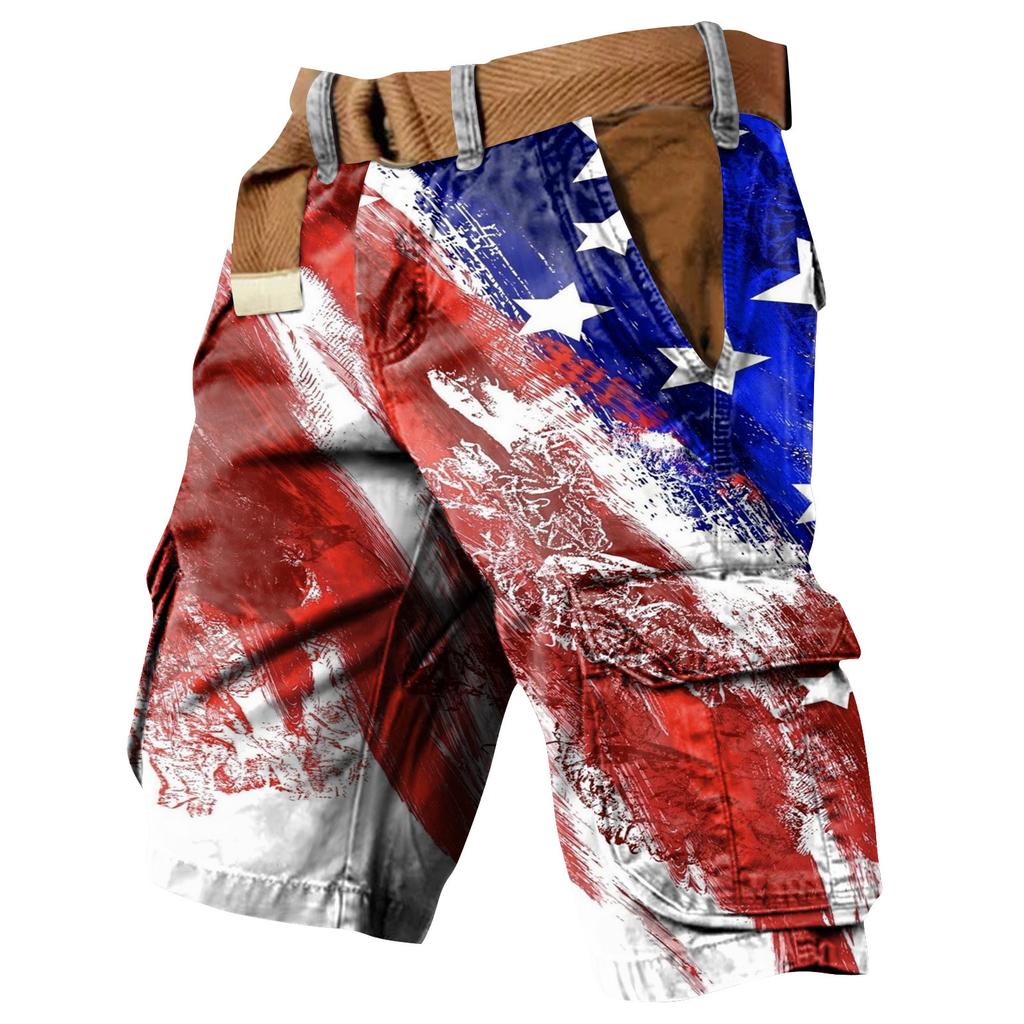 Herren Unabhängigkeitstag Bedruckte Mehrfach-Taschen Workwear Shorts
