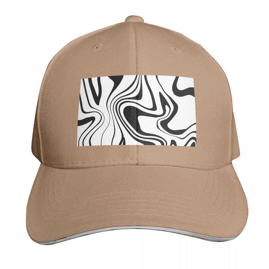 Black and White Trippy Print Baseball Cap Ball Cap Thermal Visor Designer Hat Big Size Hat Unisexs Caps Womens