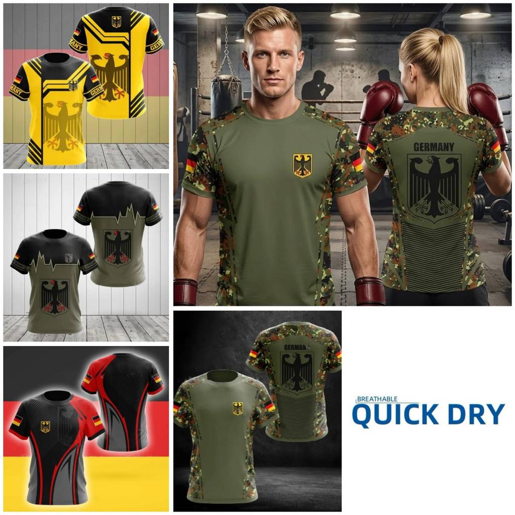 Deutscher Adler Deutschland 3D-Druck Nationalflagge Unisex Herren Damen MMA Kickboxen Muay Thai T-Shirt Schnelltrocknend Kurzarm Streetwear Retro Vintage Oberteil Tee