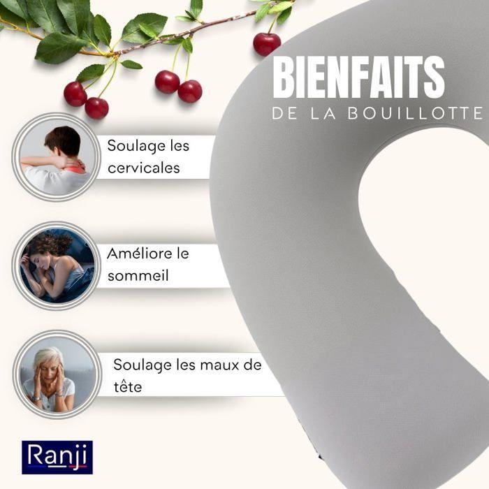 Tour de Cou Chauffant Noyaux de Cerise Micro-Onde | Bouillotte Cervicale | Coussin Chauffant Naturel, Lavable &amp; Réutilisable