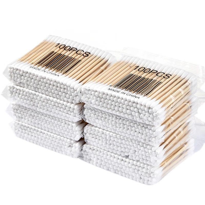 Double-Ended Disposable Cotton Swabs for Makeup Removal, Cleaning, Babies, and Household Use