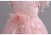 Girls' European and American Style Long Skirt Tie-Up Wedding Princess Dress - High-End Formal Graduation Party Dress