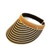 Breathable Straw Woven Light and Thin~ Fashion Contrasting Color Striped Empty Top Hat Casual Versatile Spring and Summer Sunshade Headband Hat
