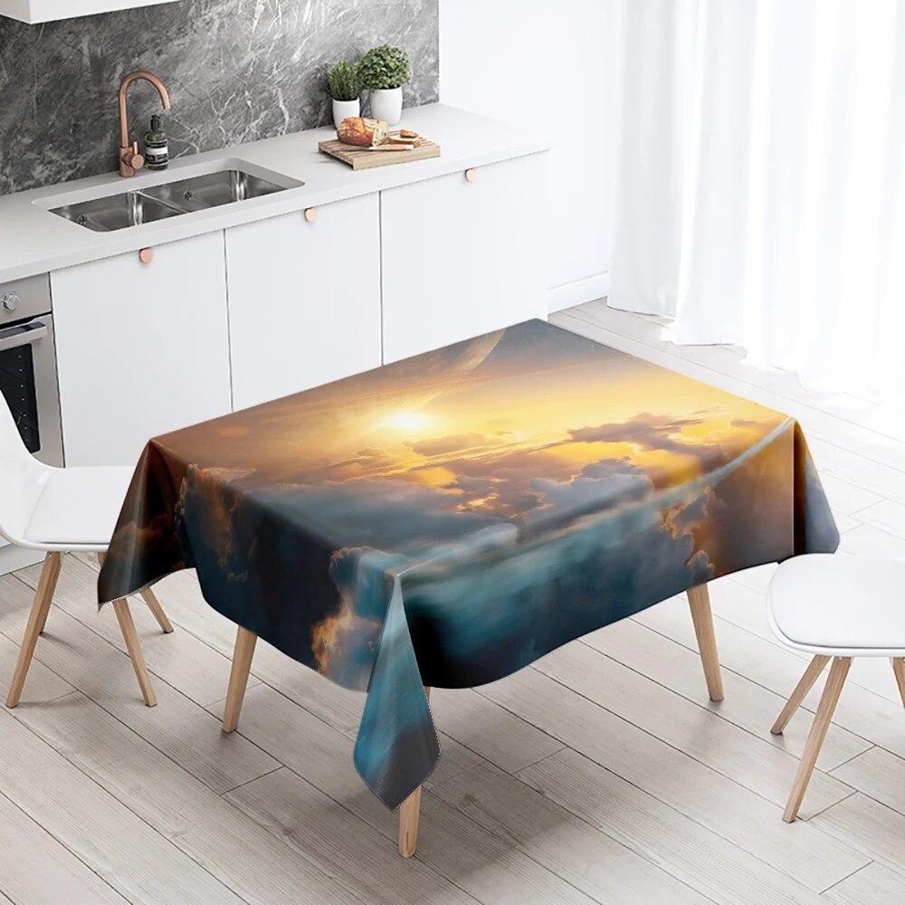 Starry Universe Tablecloth Camping Party  Anti-Stain Waterproof Rectangular Kitchen Dining Table Home Decor