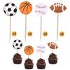 Sport Theme Cake Toppers Football Baseball Basketball Soccer Boy Party Cupcake Toppers Picks For Birthday Party Cake Decor 12PCs