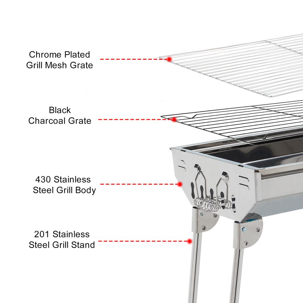 Stainless Steel Barbecue Grill Large Outdoor Household Easy Folding Portable Barbecue Meat Rack