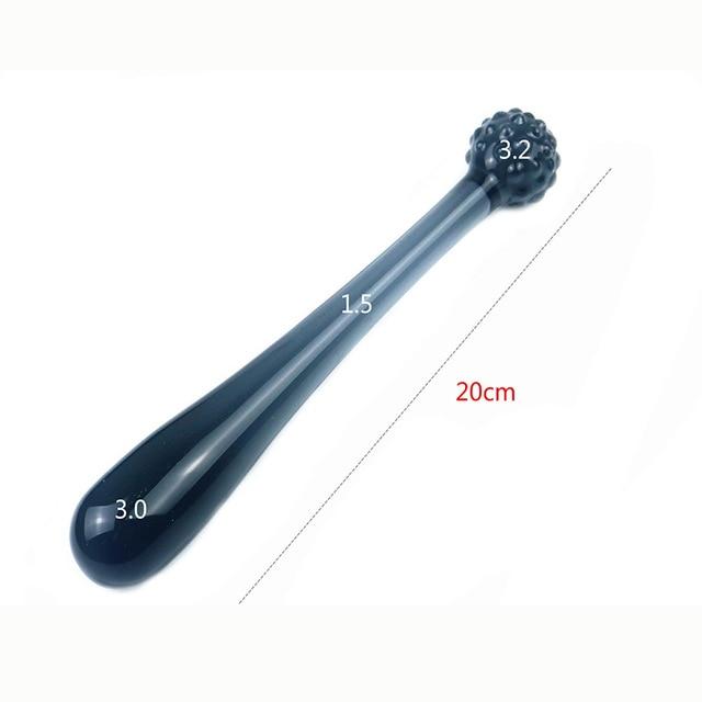 Black Granules Glass Anal Double Dildo Butt Plug Sex Toy Couples Glass Dildos