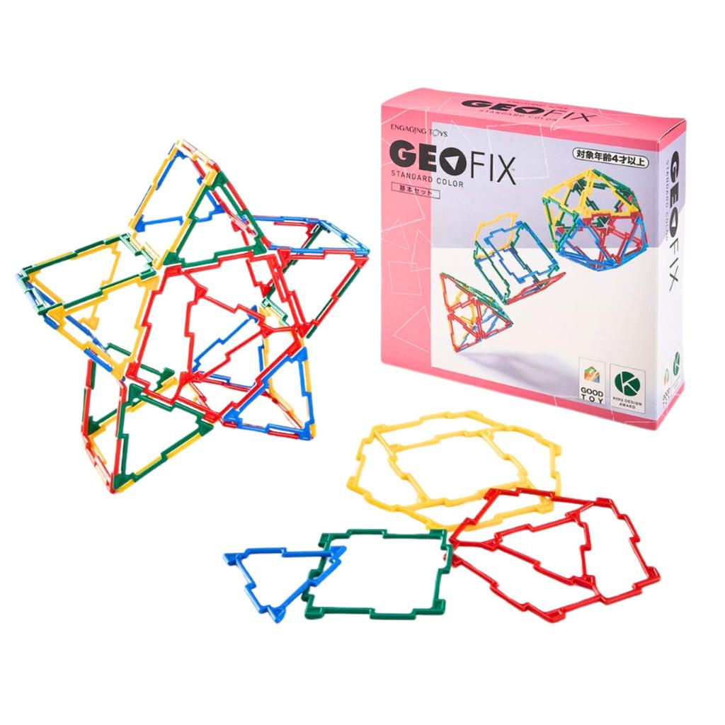 GEOFIX Basic Set, 64-Piece Educational Toy for Building Shapes and 3D Learning, Ages 4 and Up (Standard Colors)