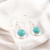 Genuine Blue Turquoise 925 Sterling Silver Drop & Dangle Hook Earrings 1.67" CE-14-27