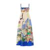 2026 new European and American express independent station sexy suspender graffiti linen pendulum dress