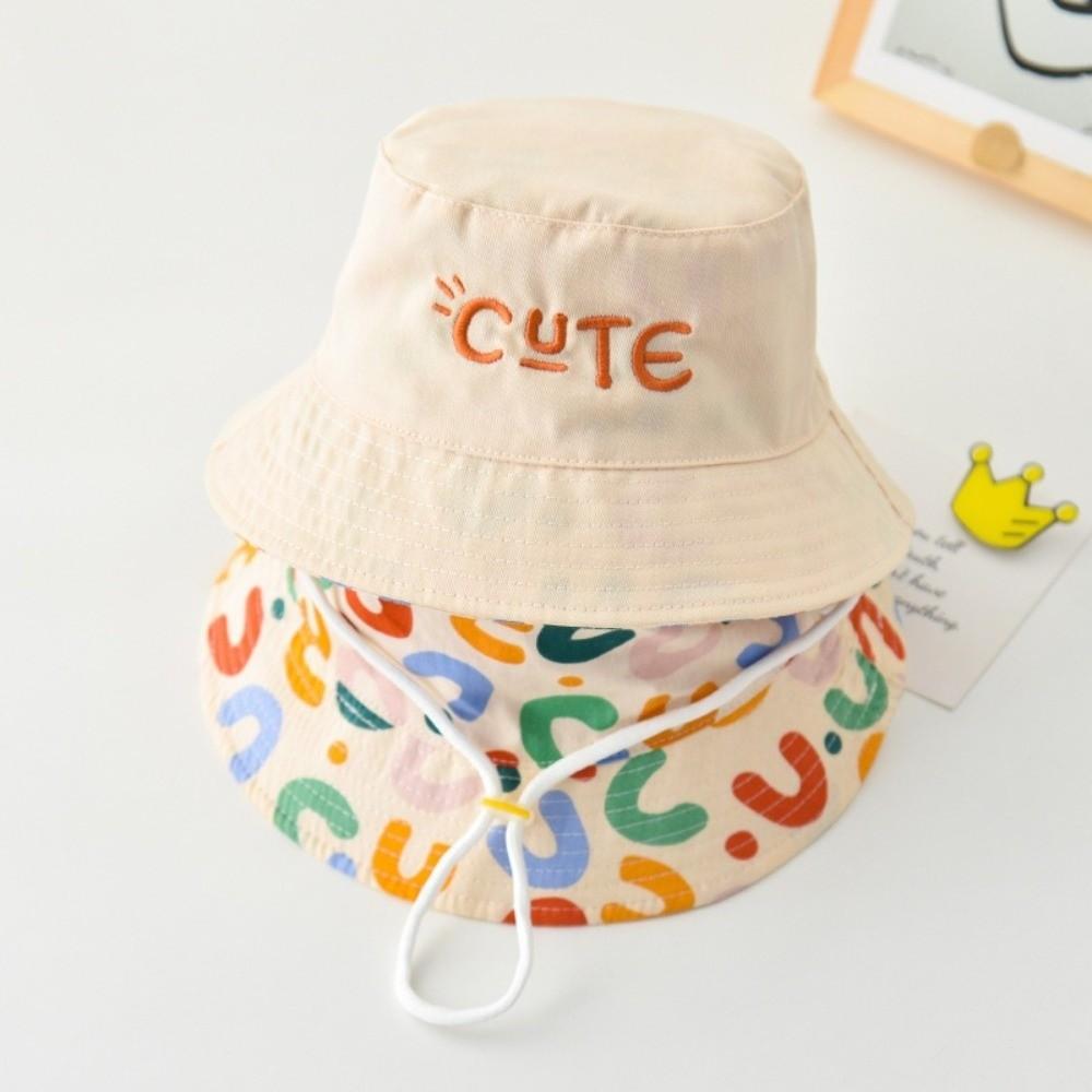 Cappello da Pescatore per Bambini Double Sided Lettera Carina Cappellino Panama per Bambini Nuovo Cappello da Pescatore per Bambini e Bambine
