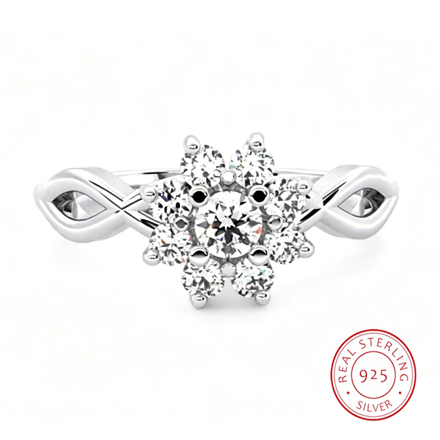 

Sparkling Dazzling Wedding Sunflower Finger Rings For Women Real 925 Silver Engagement Statement Female Jewelry 6