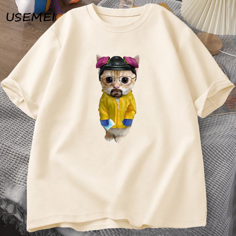 Walter White Kitty Walter White Heisenberg Tričko Kočka Muži Bavlna Krátký Rukáv Tričko Vtipné Tričko Muž Bavlna Pánské Topy