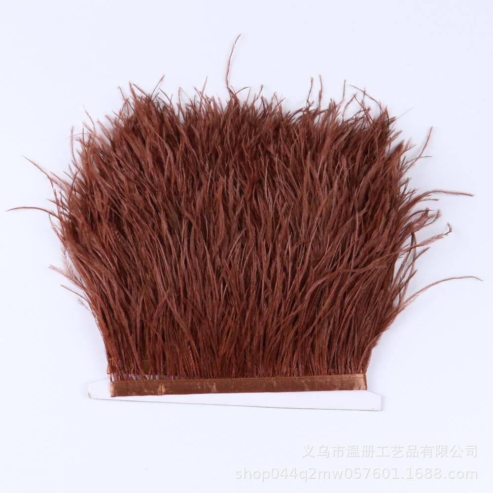 8-10Cm Ostrich Trim Khaki Feather Ribbon Fringe For Sewing High Quality Plumas Crafts Costumes Party Decoration