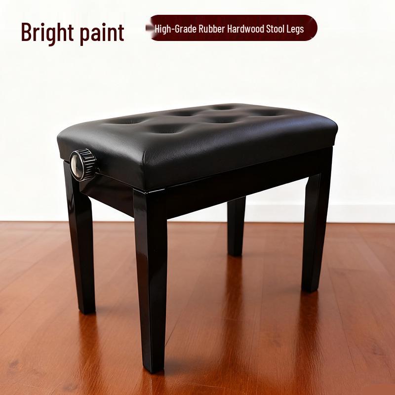 Black Adjustable Piano Chair with Oak Legs