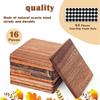 16 Pieces Unfinished Wood Coasters, 4 Inch Square -Wooden Coasters for Crafts with Non-Slip Silicon Dots